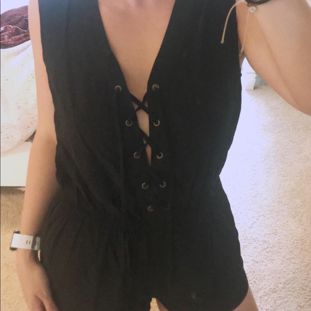 Forever 21 black tie up romper